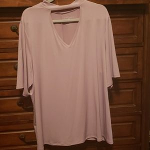 Nwot 3XL Blush colored peak-a-boo collar top